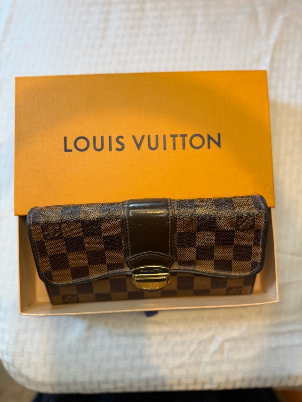 Louis Vuitton Damier Ebene Sistina Long Wallet + Box
